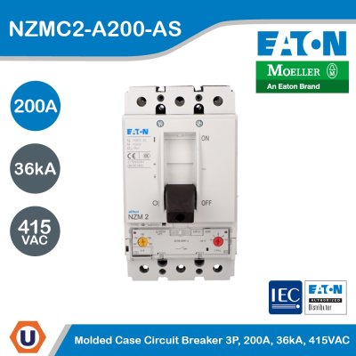EATON Molded Case Circuit-Breaker (MCCB) 3P 200A 36kA 415VAC | NZMC2-A200-AS
