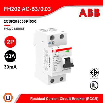 ABB 2CSF202006R1630 FH202 AC-63/0.03 Residual Current Circuit Breaker รุ่น FH200 Series