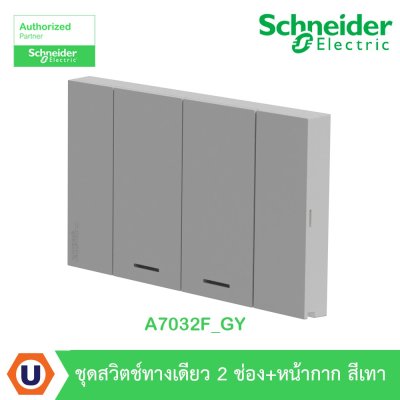 Schneider Electric ชุดสวิตช์ทางเดียว 2 ตัว Size M ประกอบสำเร็จรูป | สีเทา | AvatarOn A | A7032F_GY