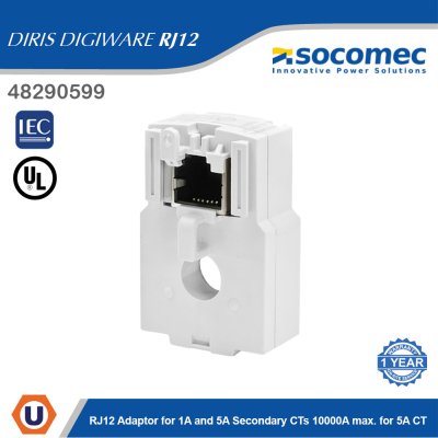 Socomec RJ12 Adaptor for 1A and 5A Secondary CTs 10000A max. for 5A CT | 48290599