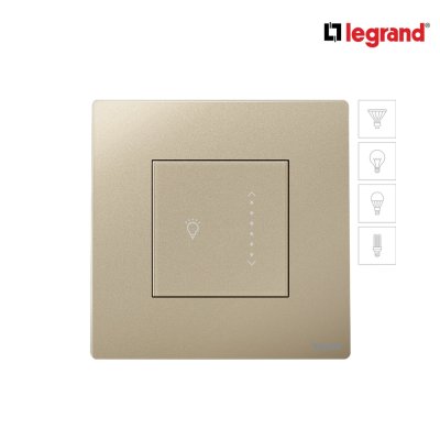 Legrand ดิมเมอร์แบบสัมผัส (สำหรับหลอด LED) 300 W สีแชมเปญ 1G 300W Touch Sliding Dimme | Mallia Senses | 281286CH