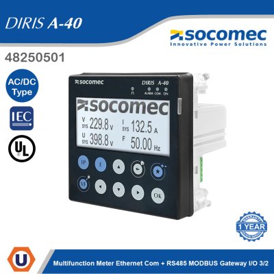 Socomec Multifunction Meter DIRIS A-40 + RS485 MODBUS gateway I/O 3/2 | 48250501