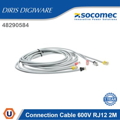 Socomec Connection Cable 600V RJ12 2M For Use With DIRIS Digiware Range| 48290584
