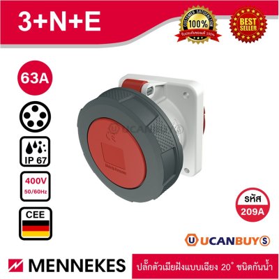 MENNEKES 209A ปลั๊กตัวเมียฝังเฉียง (3P+N+E) 63A 400V IP67