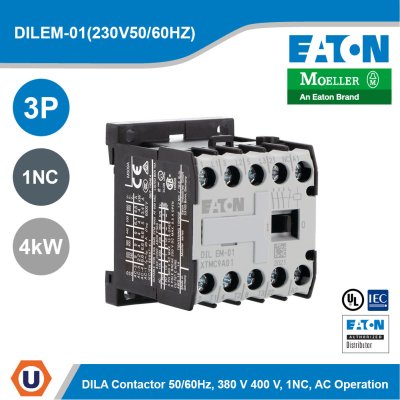 EATON Moeller Series DILEM Mini Contactor 3P 220V 50/60Hz 4kW | DILEM-01(230V50/60HZ)