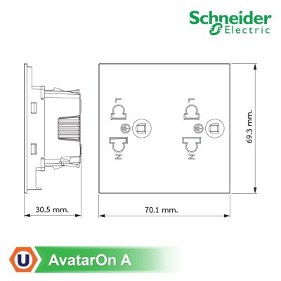 Schneider Electric เต้ารับคู่ 3 ขา พร้อมม่านนิรภัย สีขาว รุ่น AvatarOn A I M3T426UST2_WE