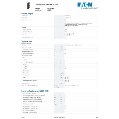 EATON Auxiliary contact, 1N/O+1N/C, for P1-P อุปกรณ์เสริม | HI11-P1_P3E