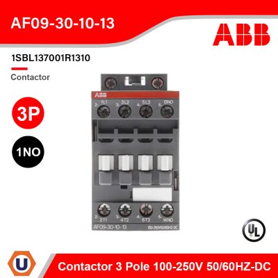 ABB Contactor 3 Pole Operating coil 100-250V50/60HZ-DC | AF09-30-10-13 | 1SBL137001R1310