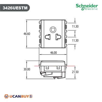 Schneider ชุดสวิตซ์สองทาง+ปลั๊กเดี่ยว 3 ขา พร้อมฝาครอบ สีขาว รุ่น Concept