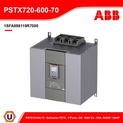 ABB (Soft Starter) - Softstarter PSTX - 3 Phase, 208 - 600V AC, 720A, 400kW / 540HP | STX720-600-70