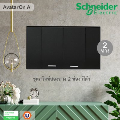 Schneider Electric ชุดสวิตช์สองทาง 2 ช่อง สีดำ รุ่น AvatarOn A I M3T31_M2_BK*2+M3T03_BK