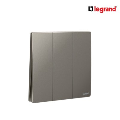 แพ็ค10 | Legrand สวิตช์ทางเดียว 3 ช่อง สีเทาดำ รุ่นมาเรียเซนต์ | Mallia Senses | 281004DS