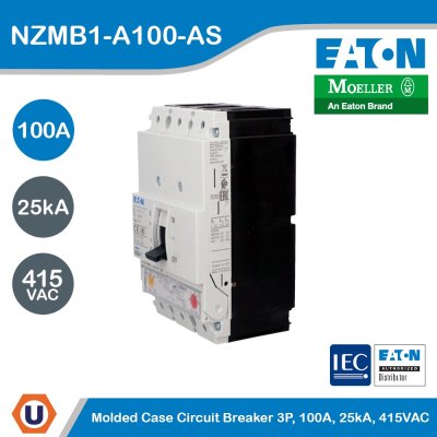 EATON Molded Case Circuit-Breaker (MCCB) 3P 100A 25kA 415VAC | NZMB1-A100-AS