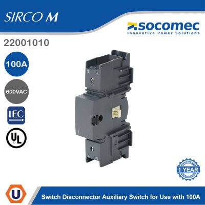 Socomec Switch Disconnector Auxiliary Switch for Use with 100A Sirco M Disconnector | 22001010