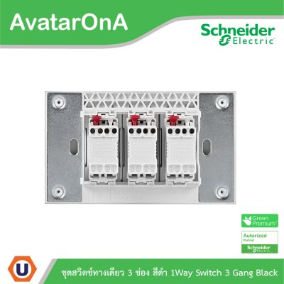 Schneider Electric ชุดสวิตช์ทางเดียว 3 ตัว Size S ประกอบสำเร็จรูป | สีดำ | A7033F_BK | AvatarOn A