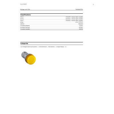 ABB Pilot lamp (with LED) ไฟเลี้ยง 24 VAC/DC, Yellow 1SFA619403R5023 | CL2-502Y