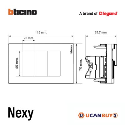 BTicino ชุดเต้ารับคอมพิวเตอร์ (LAN) CAT6+เต้ารับโทรทัศน์ พร้อมฝาครอบสีขาว White รุ่น Nexy