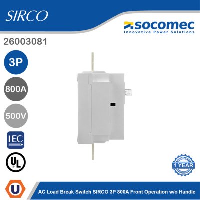 Socomec AC Load Break Switch SIRCO 3P 800A Front Operation w/o Handle | 26003081