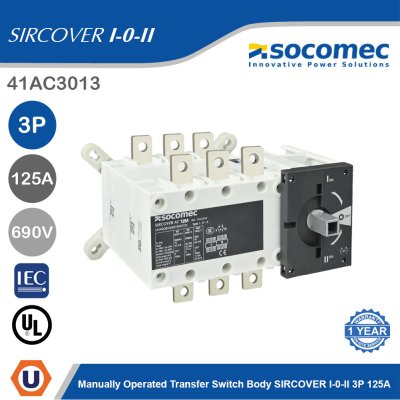 Socomec Manually Operated Transfer Switch Body SIRCOVER I-0-II 3P 125A | 41AC3013