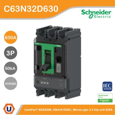 Schneider Electric Circuit breaker ComPact NSX630N 50kA/415VAC 3P 2.3 trip unit 630A | C63N32D630