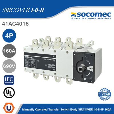 Socomec Manually Operated Transfer Switch Body SIRCOVER I-0-II 4P 160A | 41AC4016