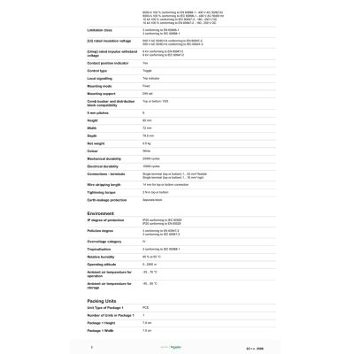 Schneider Electric เบรกเกอร์ MCB, Acti9 iC60N, 4P, 25 A, C curve, 10 kA รหัส A9F74425