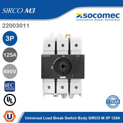 Socomec Universal Load Break Switch Body SIRCO M 3P 125A | 22003011
