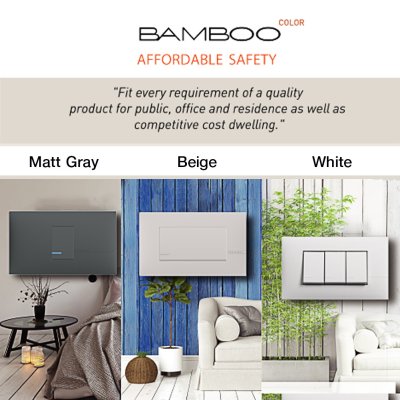 BTicino สวิตช์ทางเดียว 1.5 ช่อง แบมบู สีขาว One Way Switch 1 Module 16AX 250V White รุ่น Bamboo | AE2001TB15N