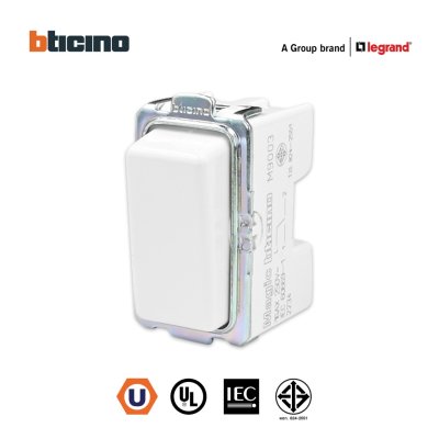 BTicino สวิตช์สองทาง1 ช่อง สีขาว Two Way Switch 1 Module 16AX 250V White รุ่น Magic Advance | M9003