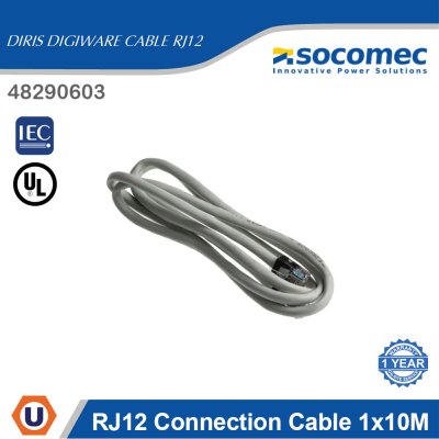 Socomec RJ12 Connection Cable 1 x 10m for Diris Digiware | 48290603