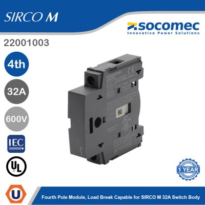 Socomec Fourth Pole Module Load Break Capable for SIRCO M 32A Switch Body | 22001003