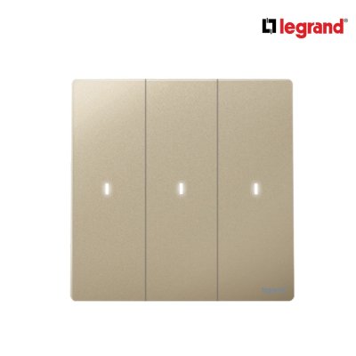 Legrand สวิตช์ทางเดียว 3 ช่อง สีแชมเปญ มีไฟ LED 3G 1Way 16AX Illuminated Switch | Mallia Senses | 281014CH