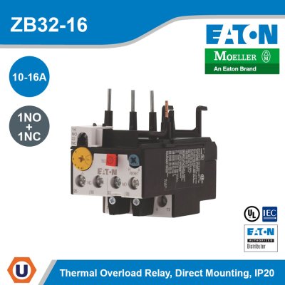 EATON Overload Relay ZB32 10-16A 1NO 1NC Direct mounting IP20 | ZB32-16