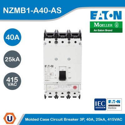 EATON Molded Case Circuit-Breaker (MCCB) 3P 40A 25kA 415VAC | NZMB1-A40-AS
