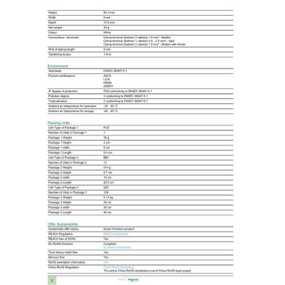 Schneider Electric ขยายช่องสัญญาณลูกย่อยตัดวงจรทำงาน 1ช่อง Acti9 Auxiliary contact alarm SD | A9N26927