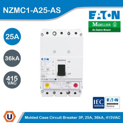 EATON Molded Case Circuit-Breaker (MCCB) 3P, 25A, 36kA 415VAC | NZMC1-A25-AS