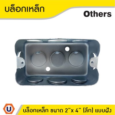 บล็อกเหล็ก ขนาด 2" x 4" (แบบลึก) รู 6 หุน ติดตั้งแบบฝัง