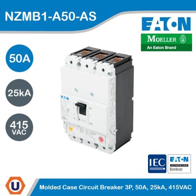 EATON Molded Case Circuit-Breaker (MCCB) 3P 50A 25kA 415VAC | NZMB1-A50-AS