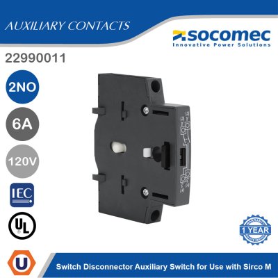 Socomec Switch Disconnector Auxiliary Switch for Use with Sirco M | 22990011
