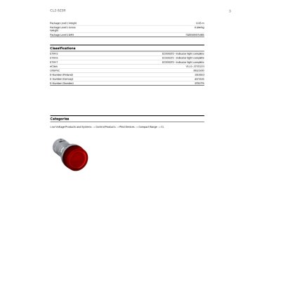 ABB Pilot lamp (with LED) ไฟเลี้ยง 230 VAC, Red | 1SFA619403R5231 | CL2-523R