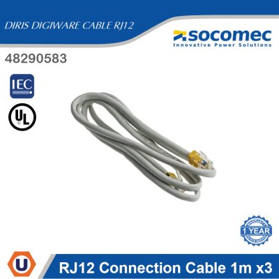 Socomec RJ12 Connection Cable 1m x3 for Diris Digiware | 48290583