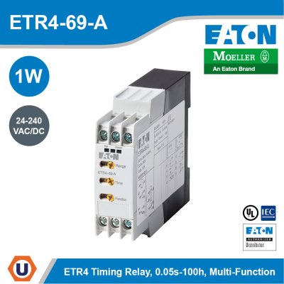 EATON Moeller Series ETR4 Timing Relay 1W 0.05s-100h Multi-Function 24-240VAC/DC | ETR4-69-A