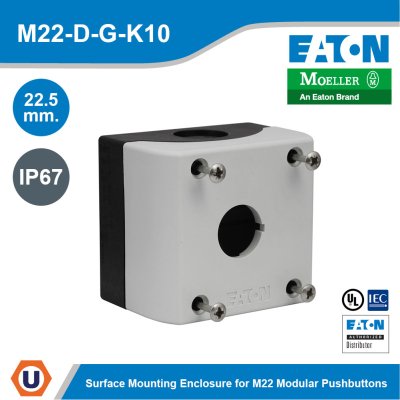 EATON M22 Series One-Element Surface Mounting Enclosure 22.5 mm IP67 Enclosure White | M22-I1