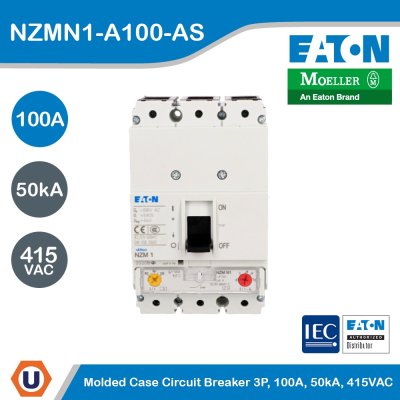 EATON Molded Case Circuit-Breaker (MCCB) 3P 100A 50kA 415VAC | NZMN1-A100-AS