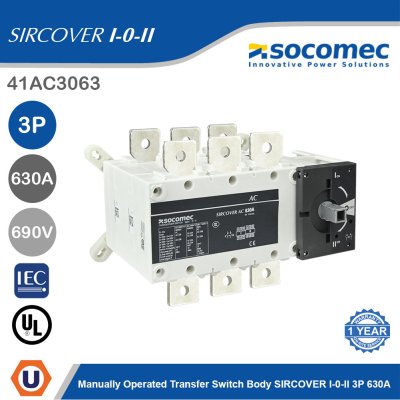 Socomec Manually Operated Transfer Switch Body SIRCOVER I-0-II 3P 630A | 41AC3063