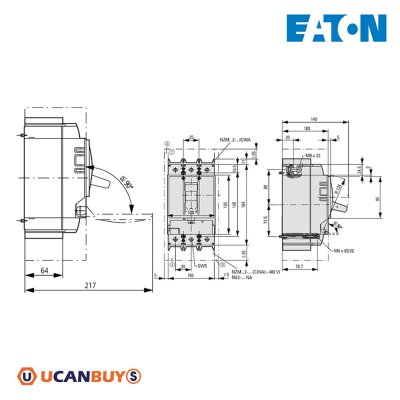 EATON Molded Case Circuit-Breaker (MCCB) 3P, 300A, 25kA 415VAC | NZMB2-A300-AS
