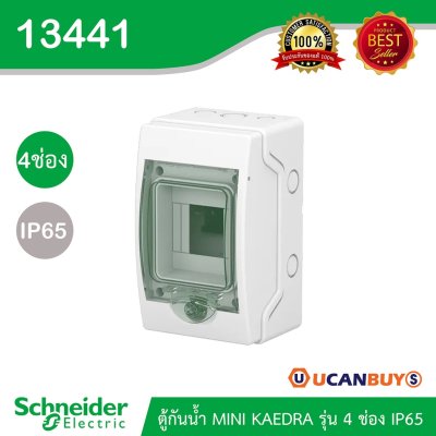 Schneider Electric ตู้กันน้ำ MINI KAEDRA รุ่น 4 ช่อง IP65 เหมาะสำหรับใส่เบรกเกอร์แบบเกาะราง (ใส่เบรกเกอร์ EV) | 13441