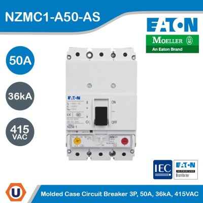 EATON Molded Case Circuit-Breaker (MCCB) 3P, 50A, 36kA 415VAC | NZMC1-A50-AS
