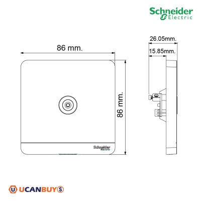 Schneider Electric เต้ารับ ทีวี 1 ช่อง 75 Ohm สีขาว รุ่น AvatarOn E, 1 G Co-Axial TV Socket, White E8331TV_WE