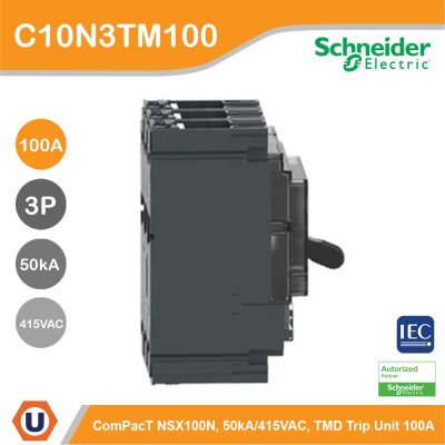 Schneider Electric Circuit breaker ComPact NSX100N 50kA/415VAC 3P TMD trip unit 100A | C10N3TM100
